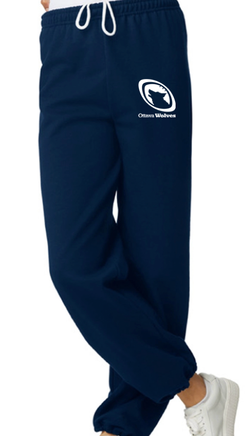 OTTAWA WOLVES RUGBY COTTON SWEATPANTS WITH HEAT PRESSED LOGO ON LEG