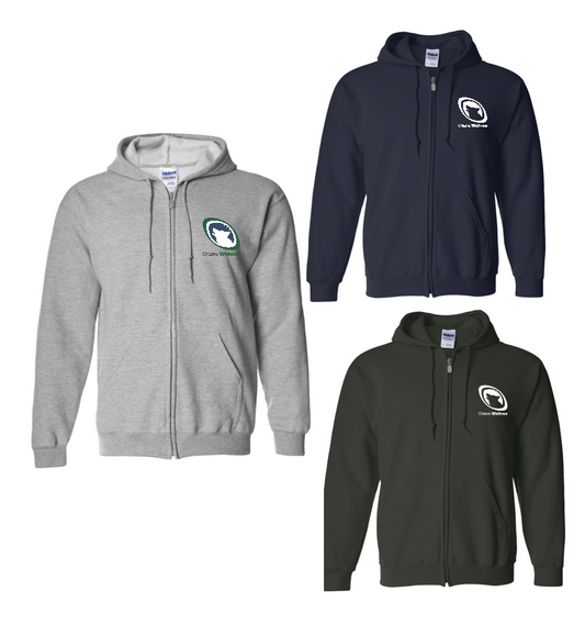 OTTAWA WOLVES RUGBY GILDAN FULL ZIP HOODIE WITH EMBROIDERED LOGO
