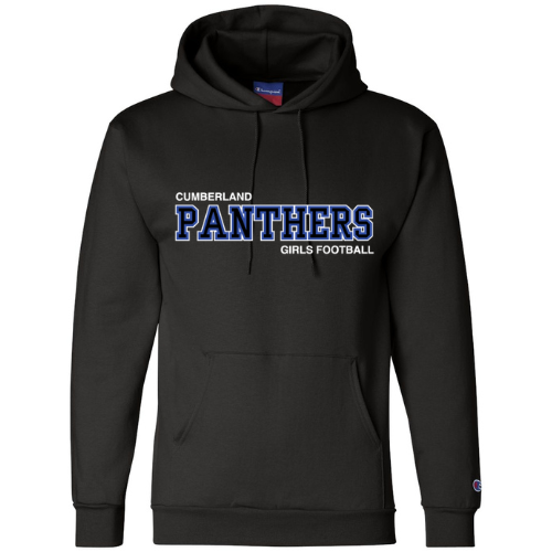 CUMBERLAND PANTHERS GIRLS FOOTBALL CHAMPION COTTON HOODIE WITH FULL FRONT APPLIQUE
