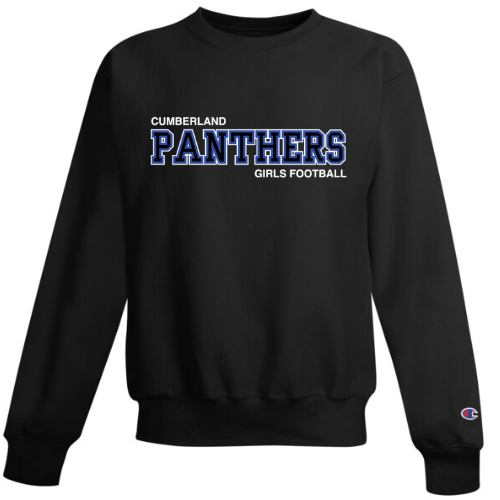 CUMBERLAND PANTHERS GIRLS FOOTBALL CHAMPION COTTON SWEATSHIRT WITH FULL FRONT APPLIQUE