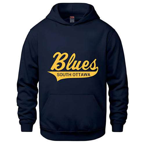 OTTAWA SOUTH LITTLE LEAGUE BASEBALL CX2 VAULT HOODIE WITH BLUES LOGO HEAT PRESSED ON FRONT