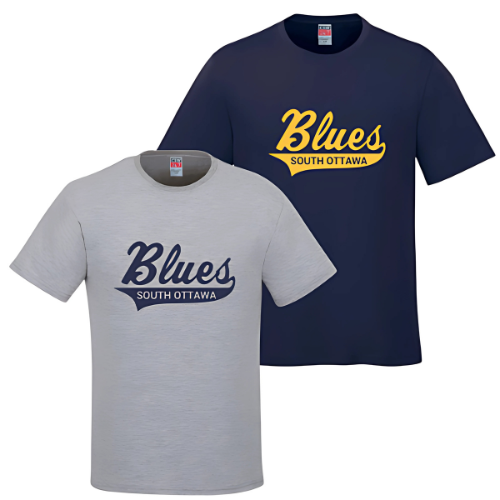 OTTAWA SOUTH LITTLE LEAGUE CX2 COTTON TSHIRT WITH SOLL BLUES LOGO HEAT PRESSED FULL FRONT