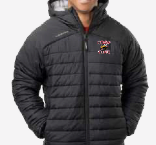 OTTAWA STING HOCKEY BAUER HOODED PUFFER JACKET WITH EMBROIDERED LEFT CHEST LOGO