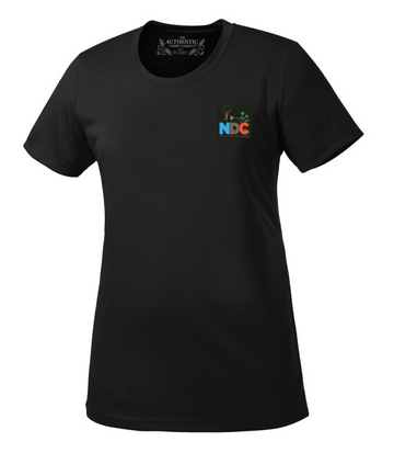 ÉCOLE ÉLÉMENTAIRE CATHOLIQUE NOTRE DAME DES CHAMPS DRYFIT SHORT SLEEVE TEE LADIES-BLACK WITH HEAT PRESSED LOGO