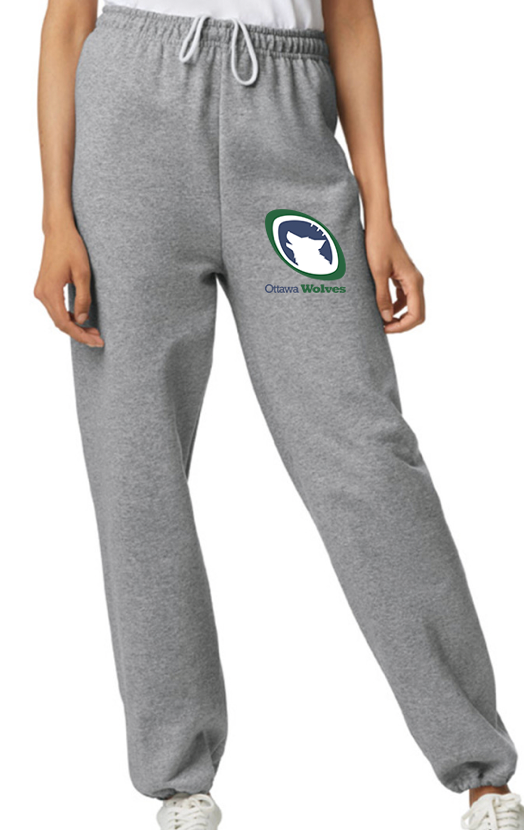 OTTAWA WOLVES RUGBY COTTON SWEATPANTS WITH HEAT PRESSED LOGO ON LEG