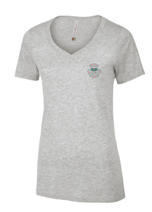 ROCKCLIFFE LAWN TENNIS CLUB LADIES VNECK COTTON TSHIRT WITH HEAT PRESSED LEFT CHEST LOGO