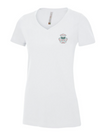 ROCKCLIFFE LAWN TENNIS CLUB LADIES VNECK COTTON TSHIRT WITH HEAT PRESSED LEFT CHEST LOGO