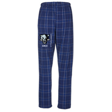 CUMBERLAND PANTHERS GIRLS FOOTBALL NAVY/COLUMBIA FLANNEL PYJAMA PANTS WITH HEAT PRESS LOGO ON LEG