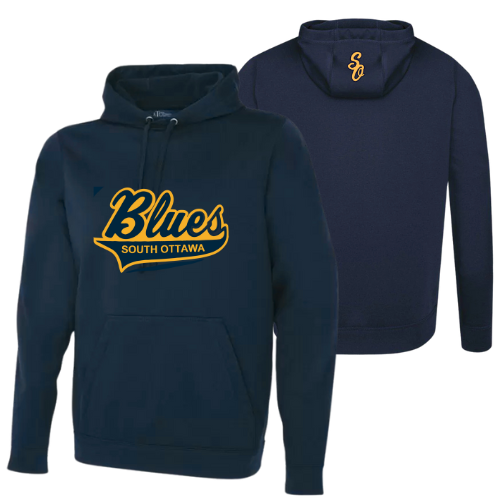 OTTAWA SOUTH LITTLE LEAGUE ATC PERFORMANCE POLYESTER FLEECE HOODIE WITH SOLL BLUES TWILL EMBROIDERED LOGO FULL FRONT AND SO LOGO EMBROIDERED ON HOOD