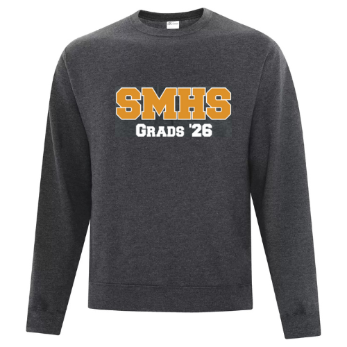 ST MATTHEWS SECONDARY SCHOOL GILDAN COTTON CREW SWEATSHIRT WITH SMHS GRADS '26 TWILL ON FRONT