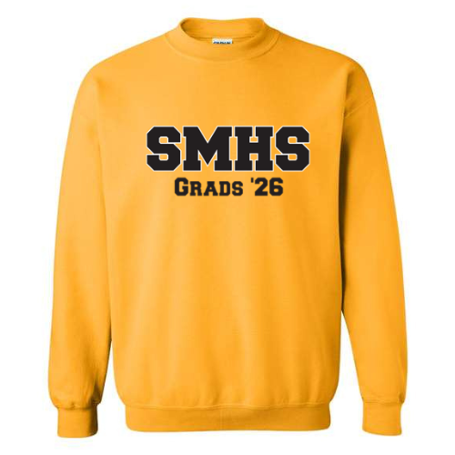ST MATTHEWS SECONDARY SCHOOL GILDAN COTTON CREW SWEATSHIRT WITH SMHS GRADS '26 TWILL ON FRONT