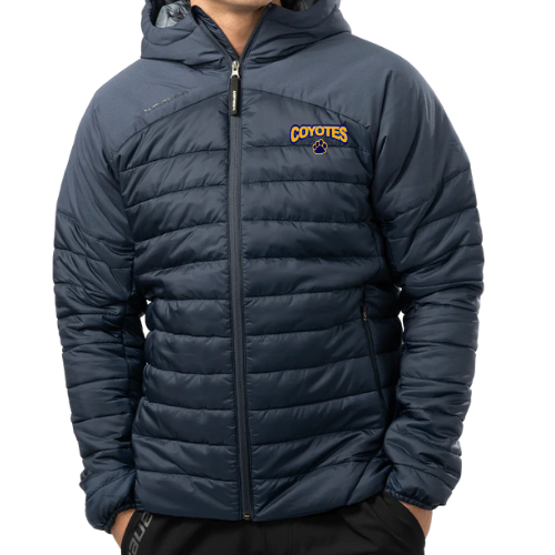 RUSSELL COYOTES BAUER HOODED PUFFER JACKET WITH EMBROIDERED LEFT CHEST LOGO