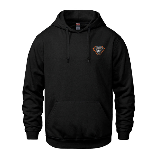 MER BLEUE LOUPS CHAMPION COTTON HOODIE WITH LEFT CHEST HEAT PRESSED LOGO