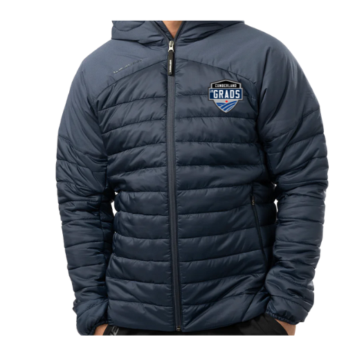 CUMBERLAND JR GRADS BAUER HOODED PUFFER JACKET WITH EMBROIDERED LEFT CHEST LOGO