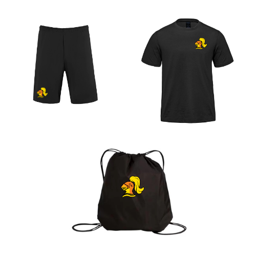 GOLDEN KNIGHTS ATC DRYLAND KIT CONTAINS DRYFIT TSHIRT, SHORTS, AND CARRY BAG. ALL WITH HEAT PRESS LOGO